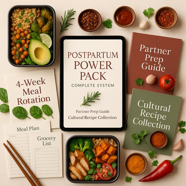 PostPartum Power Pack - Complete System | 50+ Recipes + 4-Week Meal Plans + Partner Guides | Premium Digital Bundle